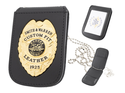 Union Made Leather Badge Holder - USA Manufactured Heavy Duty Four Pocket ID Badge Wallet with Lanyard by Specialist ID